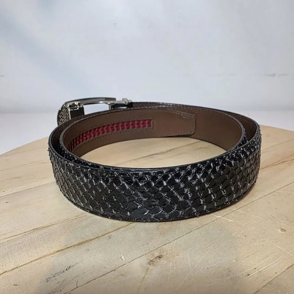 Nexbelt Rowland Thomas Serpent Collection Embossed Black Python Look Men Size 35